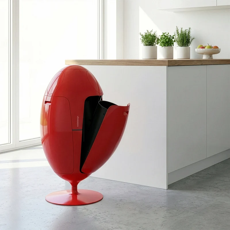 Ovetto ABS Rosso - Pattumiera di design per la raccolta differenziata