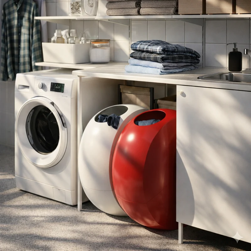 Set Buc Bianco/Rosso - Cesto portabiancheria di design