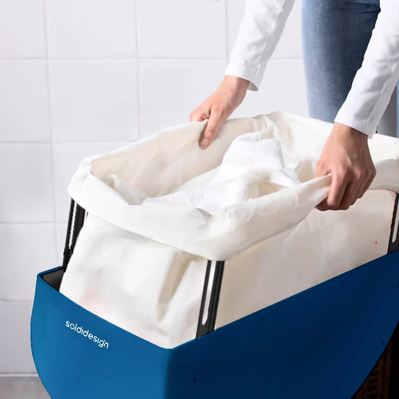 Set Buc Bianco/Azzurro - Cesto portabiancheria di design