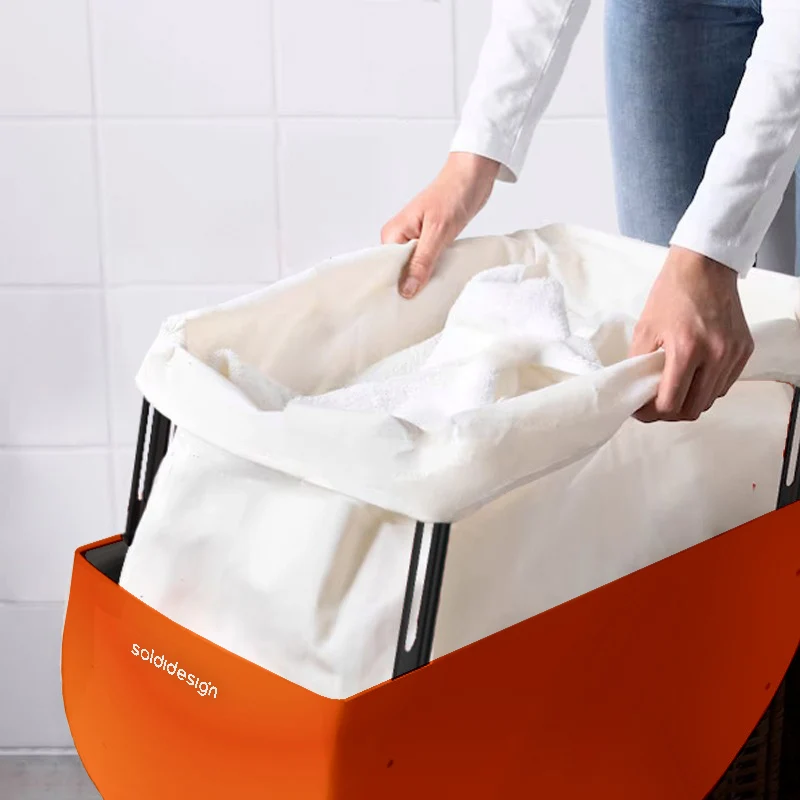 Set Buc Bianco/Arancio - Cesto portabiancheria di design