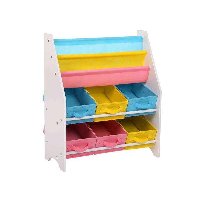 Meuble jouets livres tricolore