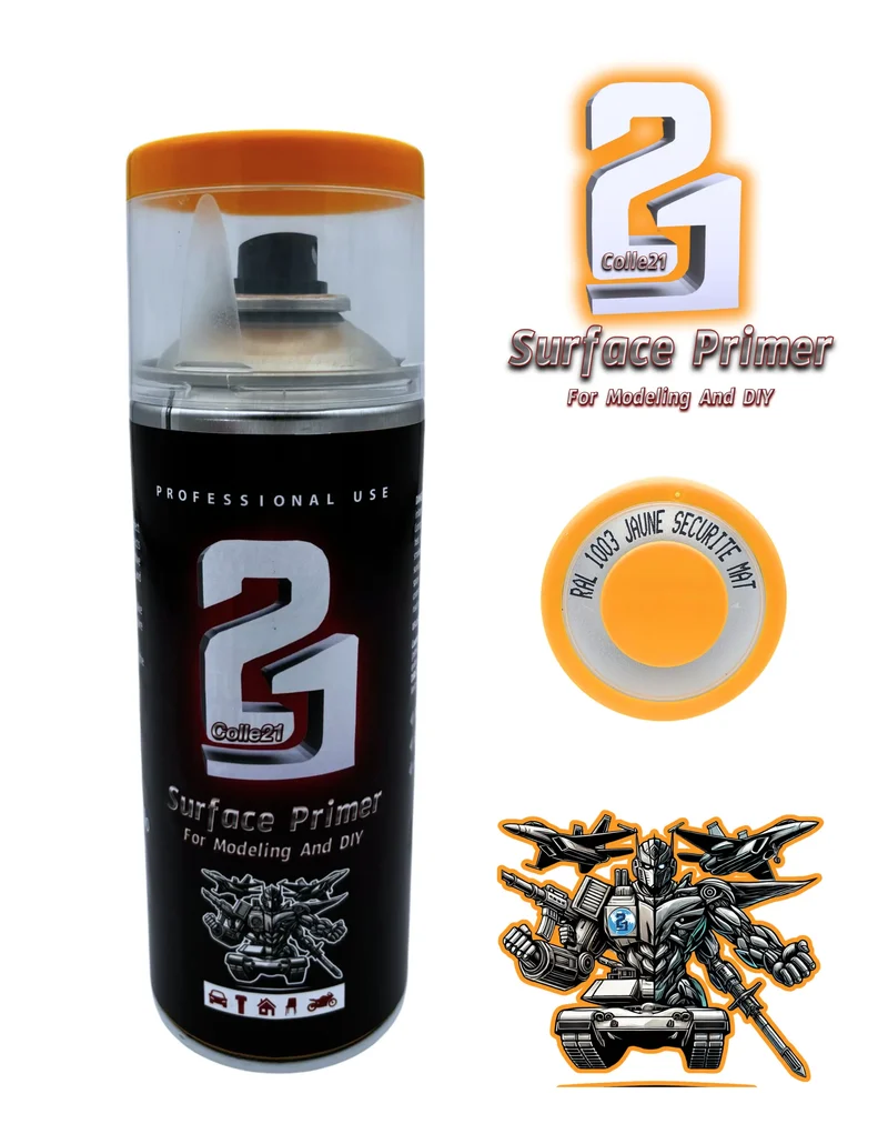 PRIMER SPRAY YELLOW MAT Colle21 - Produit pour bricolage & modélisme, pour des finitions parfaites ! ✨🔧
