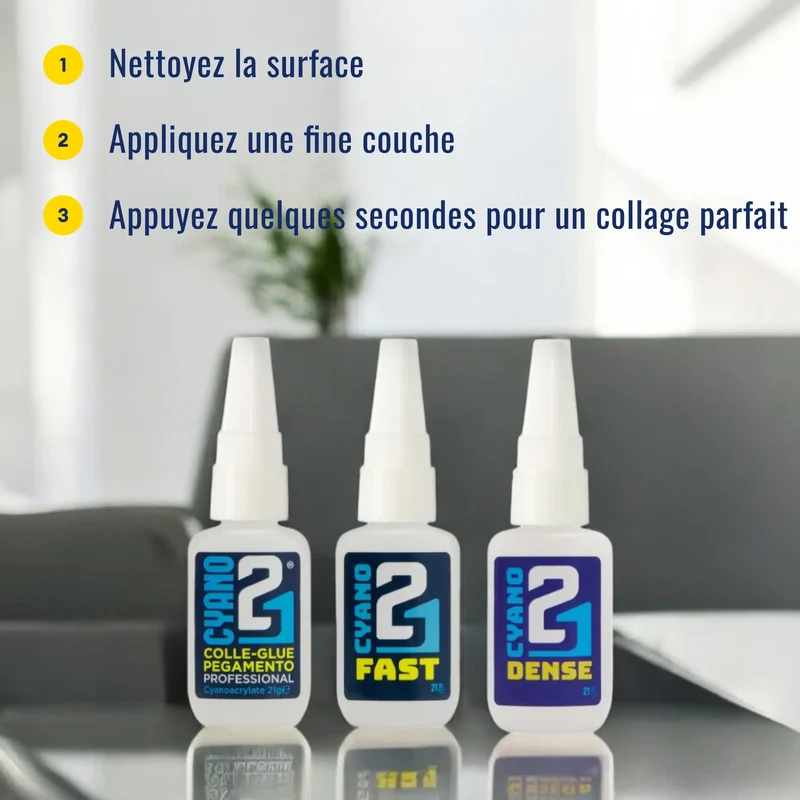 🧪 Kit TRIO Super Glue ( 1 Fast, 1 Dense, 1 Cyano Colle21 21g) Colle21 – 3 Colles Extra-Forte Multi-Usages Idéale pour le modélisme, le bricolage créatif et les réparations techniques exigeantes.🛠️