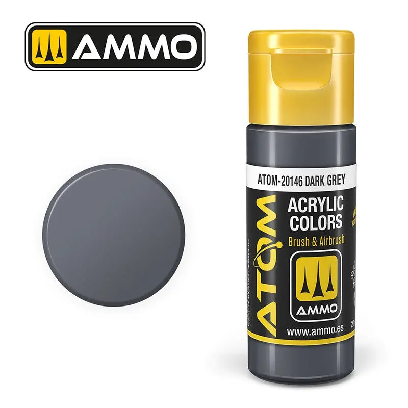 Peinture acrylique ATOM Ammo Mig Dark Grey by Mig Jiménez - peinture pour le modélisme, peinture artistique, peinture acrylique.