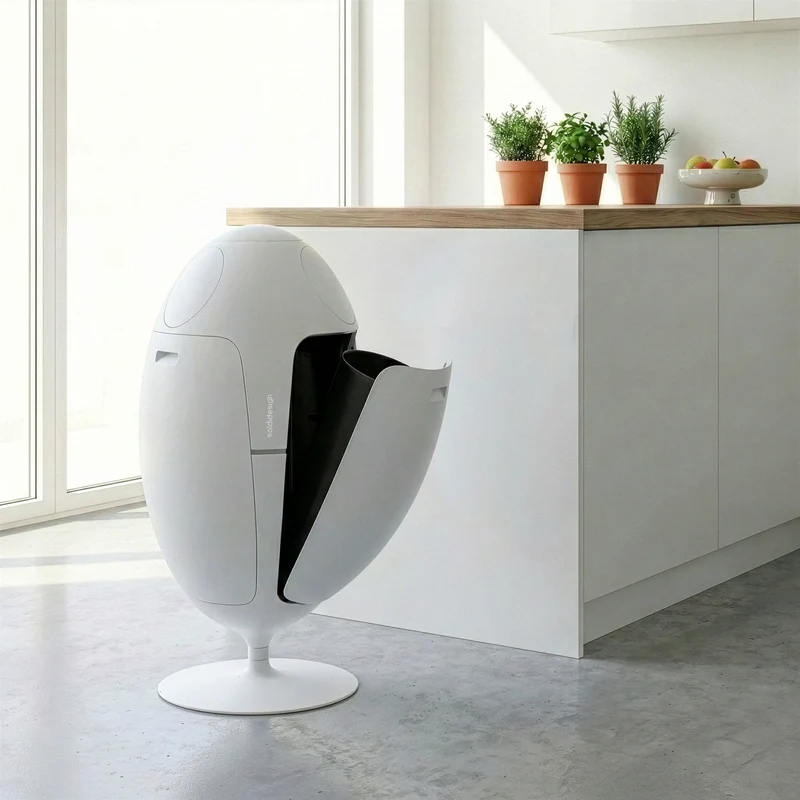 Ovetto ABS Bianco - Pattumiera di design per la raccolta differenziata