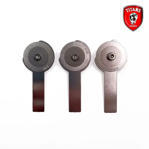 Riveteuse pour modélisme TITANS HOBBY TTH030, Ensemble n°1 d'outils pour rivets - 3 roues de 15 mm de diamètre ( 0,35 mm, 0,4 mm, 0,45 mm) TITANS HOBBY - Riveteuse pour modélisme