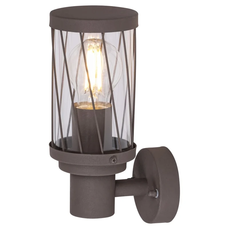 Rabalux Budapest Outdoor Wall Sconce, IP44, brown, E27 screw base, max 40W, 8888