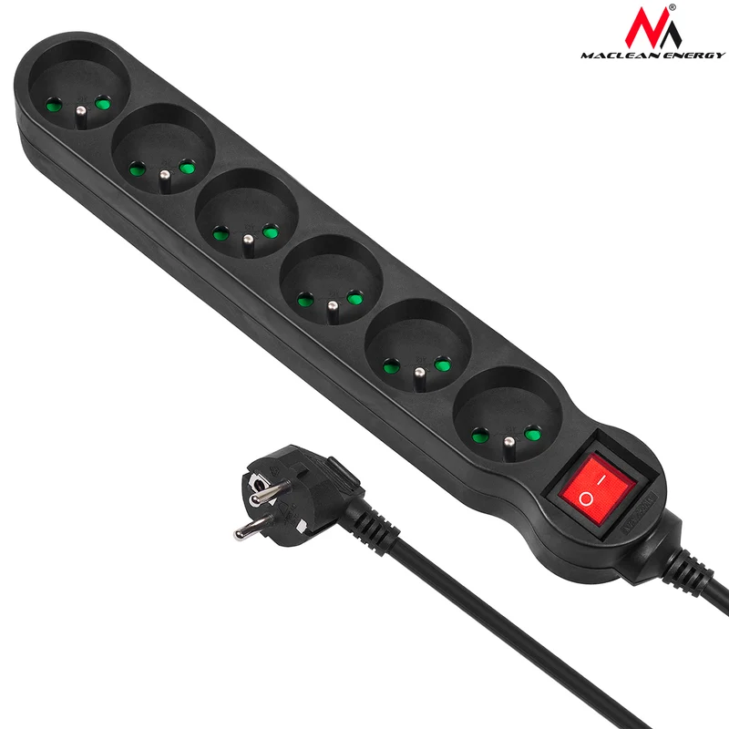 Maclean Energy power strip MCE188 6 outlet extension cord with switch