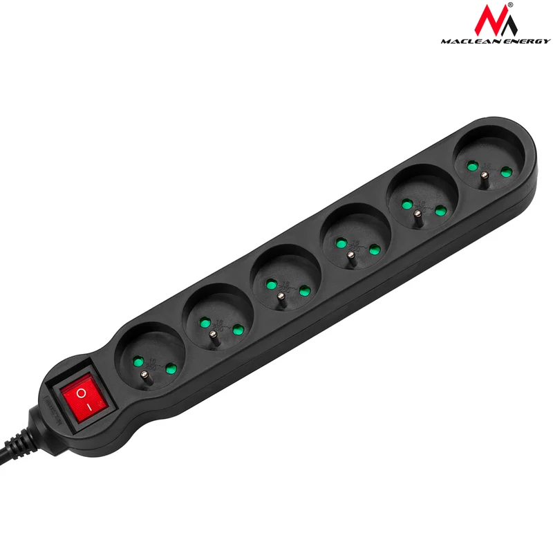 Maclean Energy power strip MCE188 6 outlet extension cord with switch