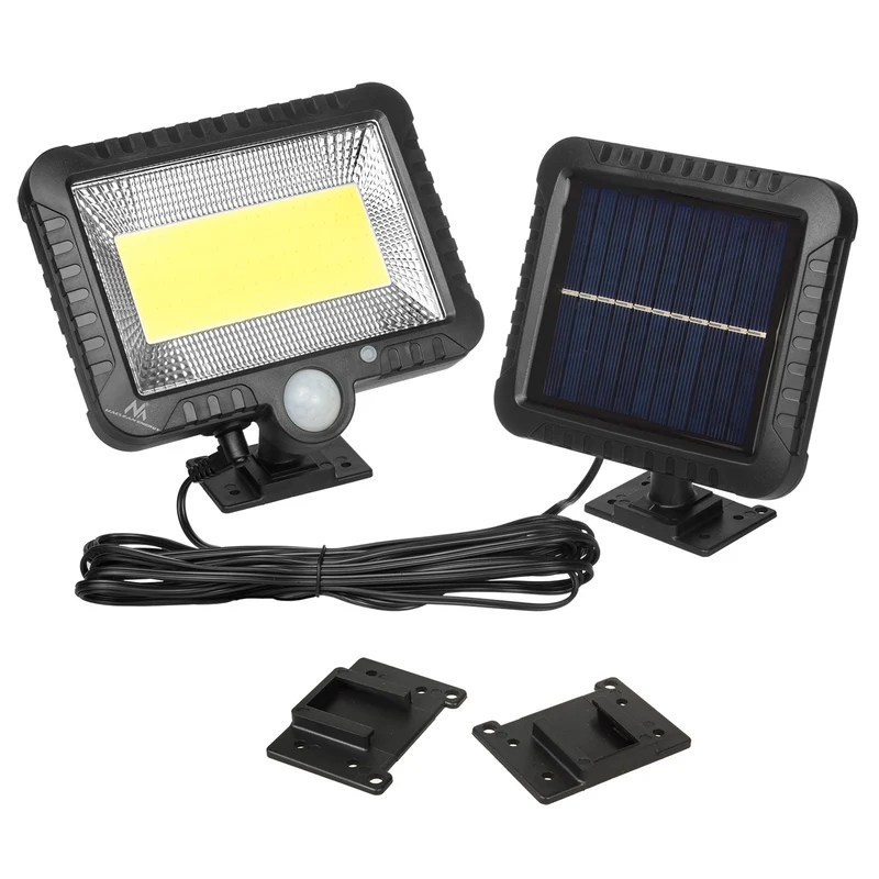 Solar LED floodlight with Maclean motion sensor, IP44, 5W, 400lm, 6000K, 1300 mAh lithium battery, 5.5V DC MCE438, 2 pieces