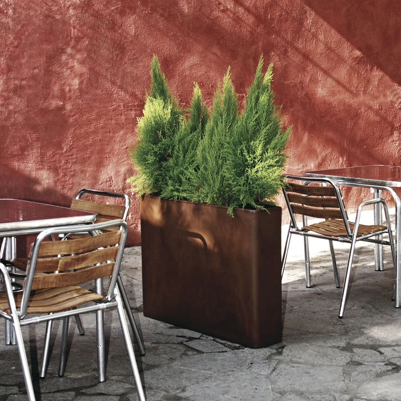 Outdoor Rectangular Vase O/E with Light by Serralunga