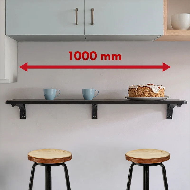 Maclean folding shelf/top, black, 100x40 cm, max 50 kg, MC-128 B