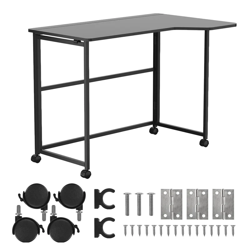 Maclean Folding Desk, Black, Mobile, 100x65 cm, max. 50 kg, Corner, L-Shaped, MC-1250 L/B