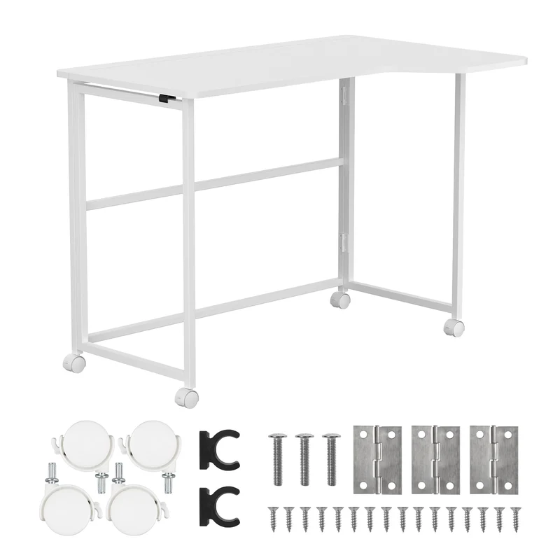 Maclean Folding Desk, White, Mobile, 100x65 cm, max. 50 kg, Corner, L-Shaped, MC-1250 L/W