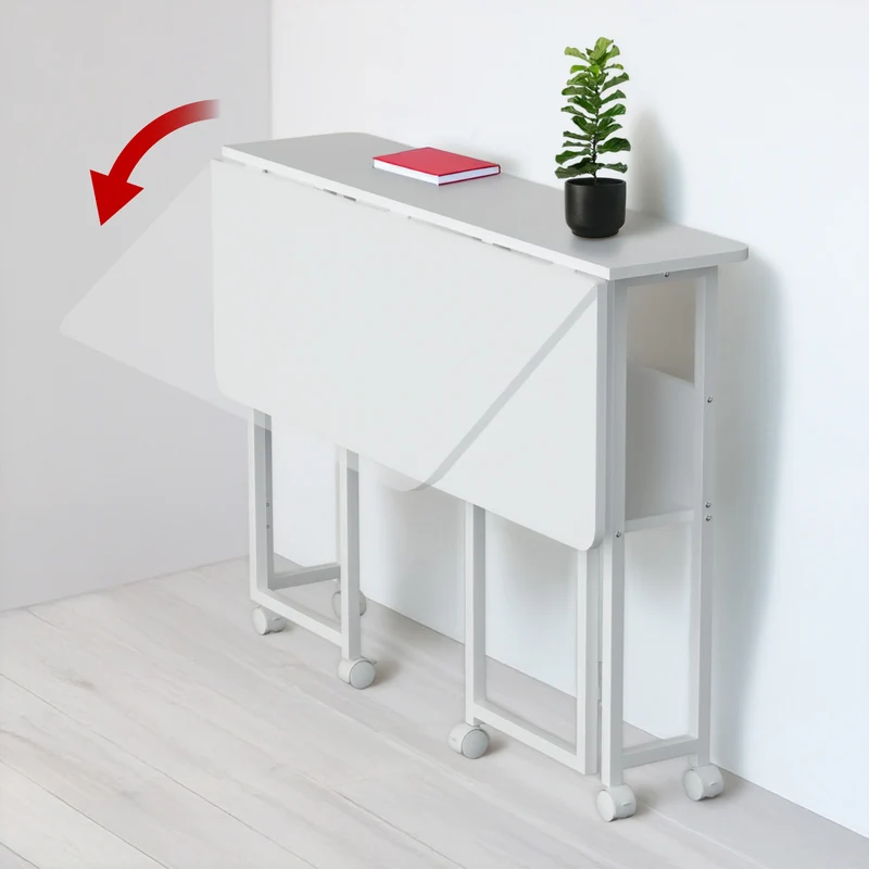 Maclean Folding Desk/Table, White, Mobile, 100x73 cm, max. 50 kg, Corner, L-Shaped, MC-126 L/W