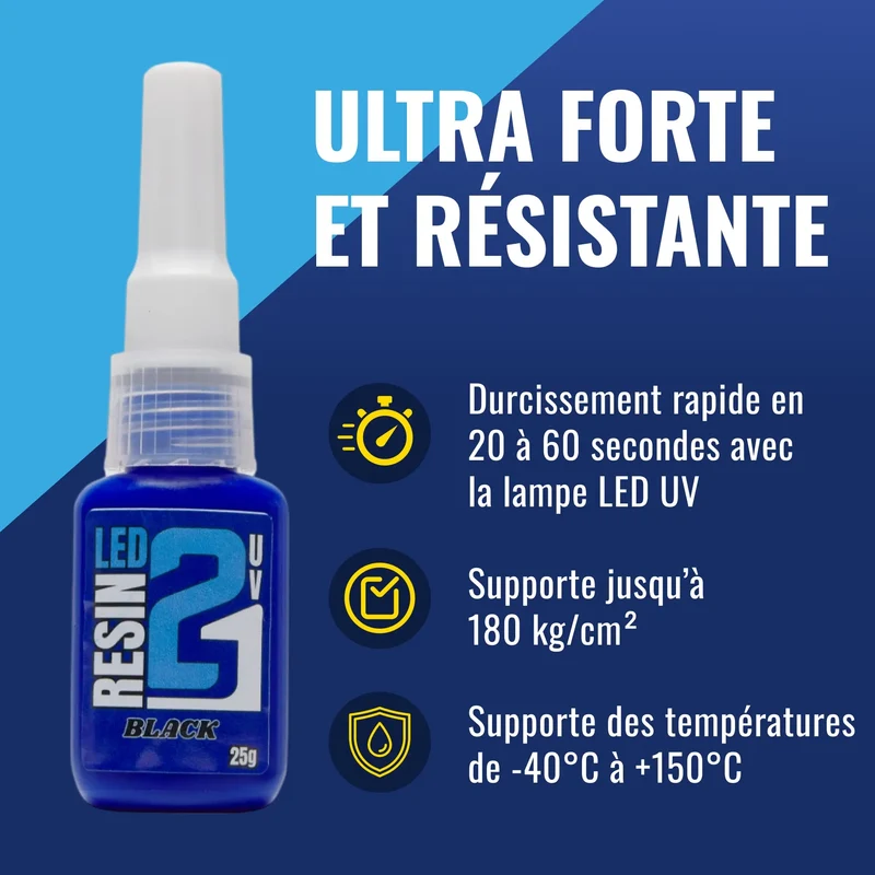 🧪 Kit TRIS Résine UV LED (Lot de 3) Colle21 + Lampe – 3 Résines: Blanche, Transparente, Noire, 3 Résine Époxy Haute Précision pour Modélisme, Bricolage et Créations DIY ✨🔆