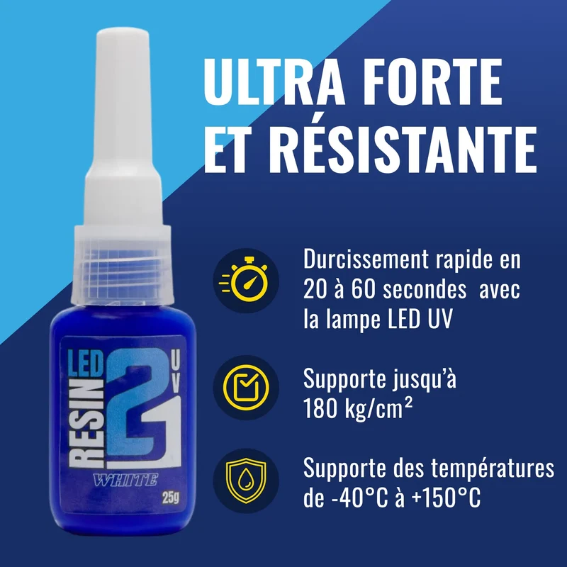 🧪 Kit TRIS Résine UV LED (Lot de 3) Colle21 + Lampe – 3 Résines: Blanche, Transparente, Noire, 3 Résine Époxy Haute Précision pour Modélisme, Bricolage et Créations DIY ✨🔆