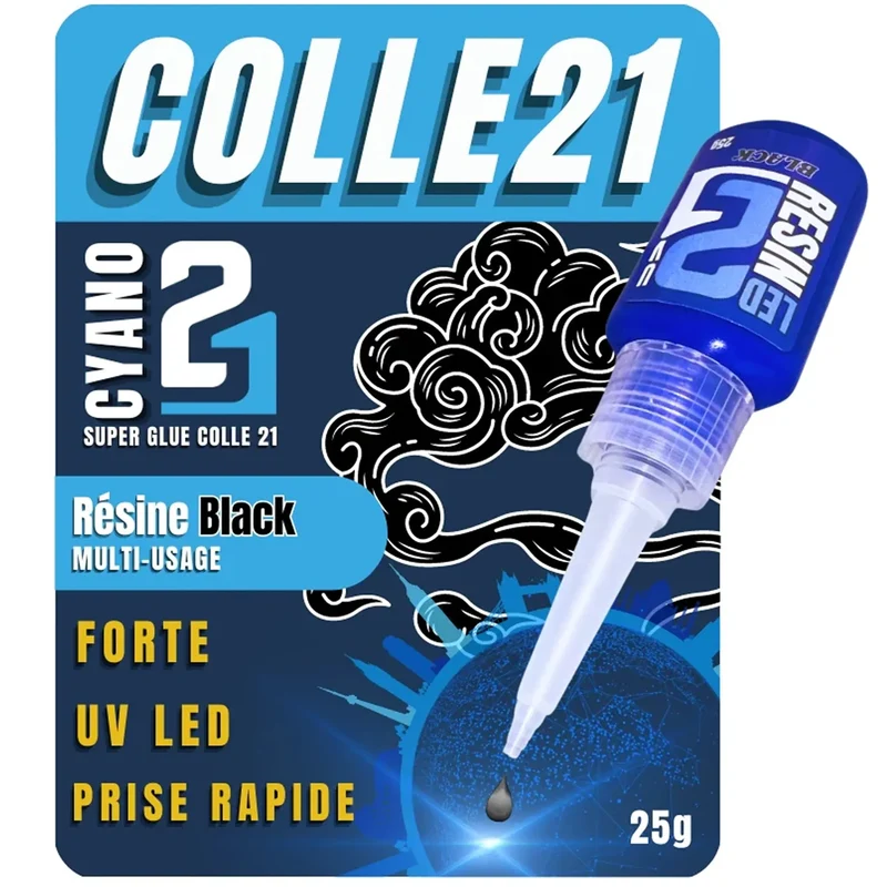 🧪 Kit TRIS Résine UV LED (Lot de 3) Colle21 + Lampe – 3 Résines: Blanche, Transparente, Noire, 3 Résine Époxy Haute Précision pour Modélisme, Bricolage et Créations DIY ✨🔆