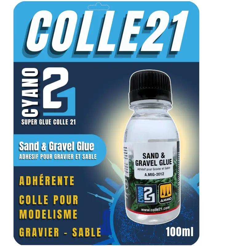 🧪 Sand & Gravel Glue by Colle21 – AmmoMig 100 ml Colle Ideal pour sable, gravier, produits pour Diorama, Bricolage & Modélisme !🌍✨