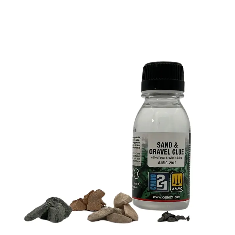 🧪 Sand & Gravel Glue by Colle21 – AmmoMig 100 ml Colle Ideal pour sable, gravier, produits pour Diorama, Bricolage & Modélisme !🌍✨