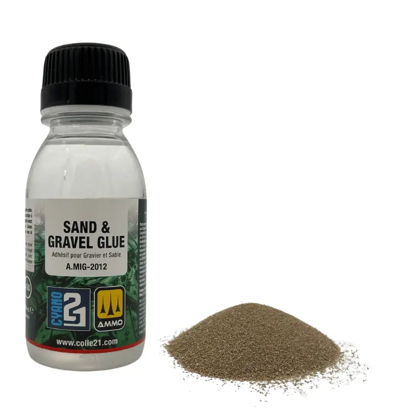 🧪 Sand & Gravel Glue by Colle21 – AmmoMig 100 ml Colle Ideal pour sable, gravier, produits pour Diorama, Bricolage & Modélisme !🌍✨