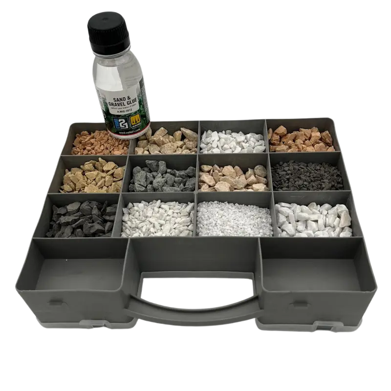 🌟 Display Pierre Décorative + Colle Sand & Gravel by Colle21/AmmoMig : Accessoire décoratif en pierre pour le modélisme, les dioramas et le bricolage artistique !"✨🔆