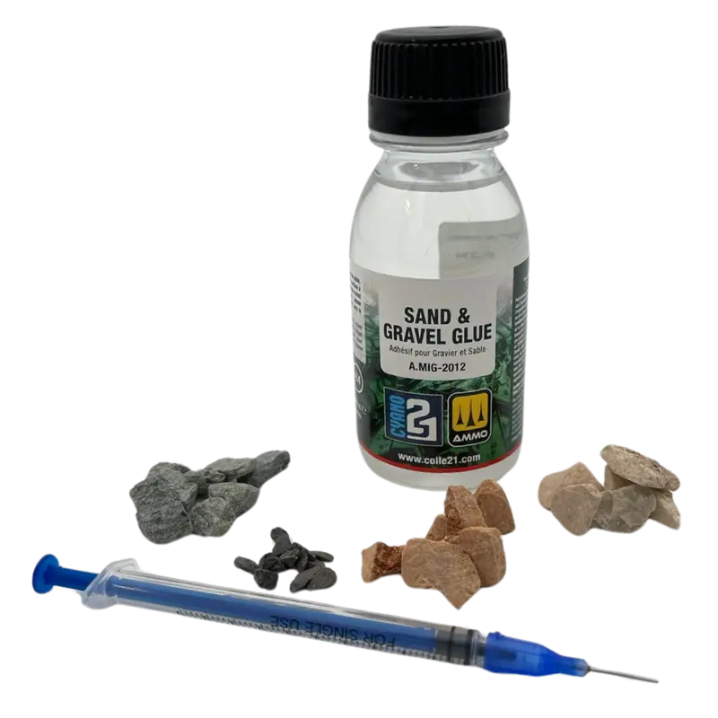 🌟 Display Pierre Décorative + Colle Sand & Gravel by Colle21/AmmoMig : Accessoire décoratif en pierre pour le modélisme, les dioramas et le bricolage artistique !"✨🔆