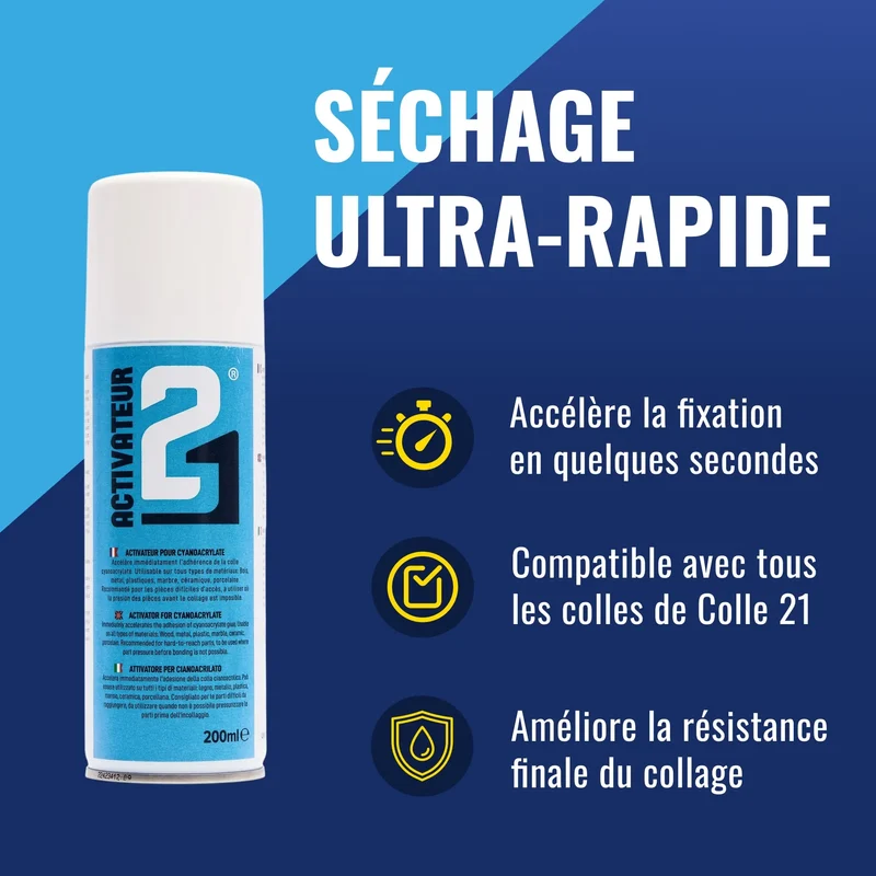 🧪 KIT ACTI Superglue COLLE21 + Activateur Spray 200ml –Parfaite pour les travaux de modélisme de précision, le bricolage artistique et les réparations techniques à haute exigence. 🚀