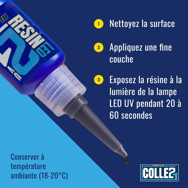 Colle Résine Noire LED UV Colle21 + Lampe LED – Résine Époxy Haute Précision pour Modélisme, Bricolage et Créations DIY ✨🔆