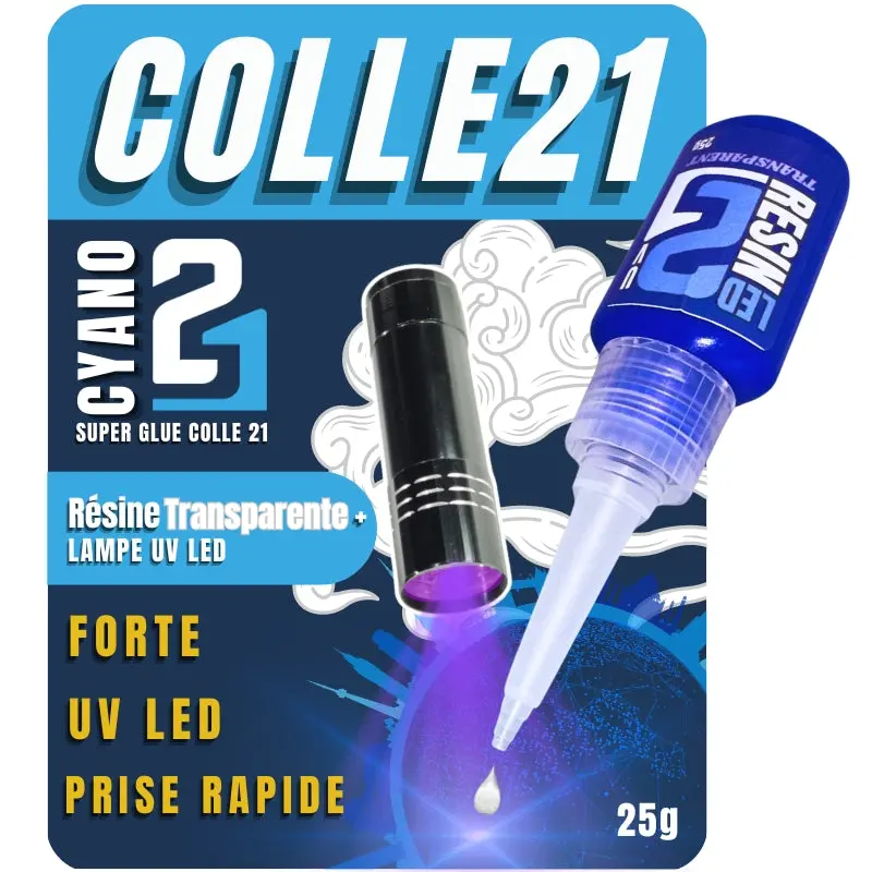 🧪 Colle Résine Transparente LED UV Colle21 + Lampe . Résine Époxy Haute Précision pour Modélisme, Bricolage et Créations DIY ✨🔆