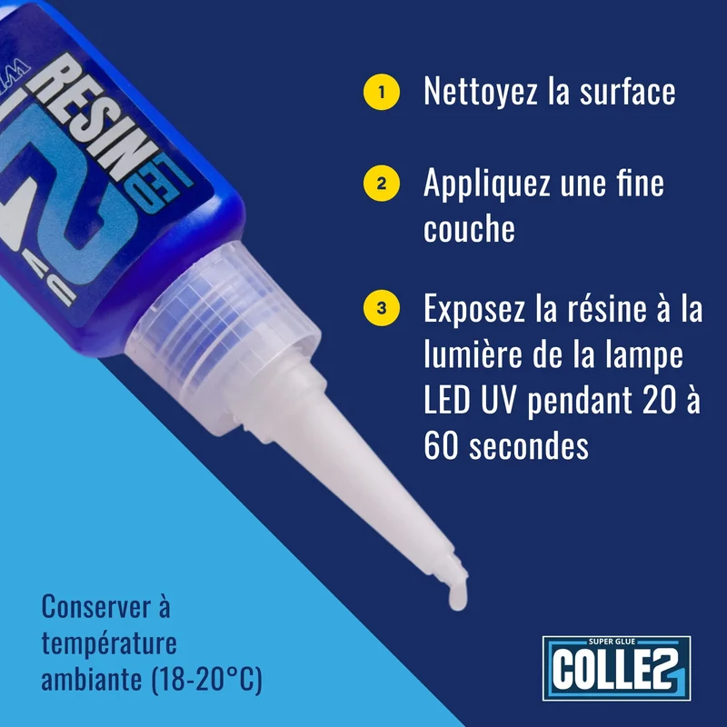 Colle Résine Blanche LED UV Colle21 + Lampe LED . Résine Époxy Haute Précision pour Modélisme, Bricolage et Créations DIY ✨🔆
