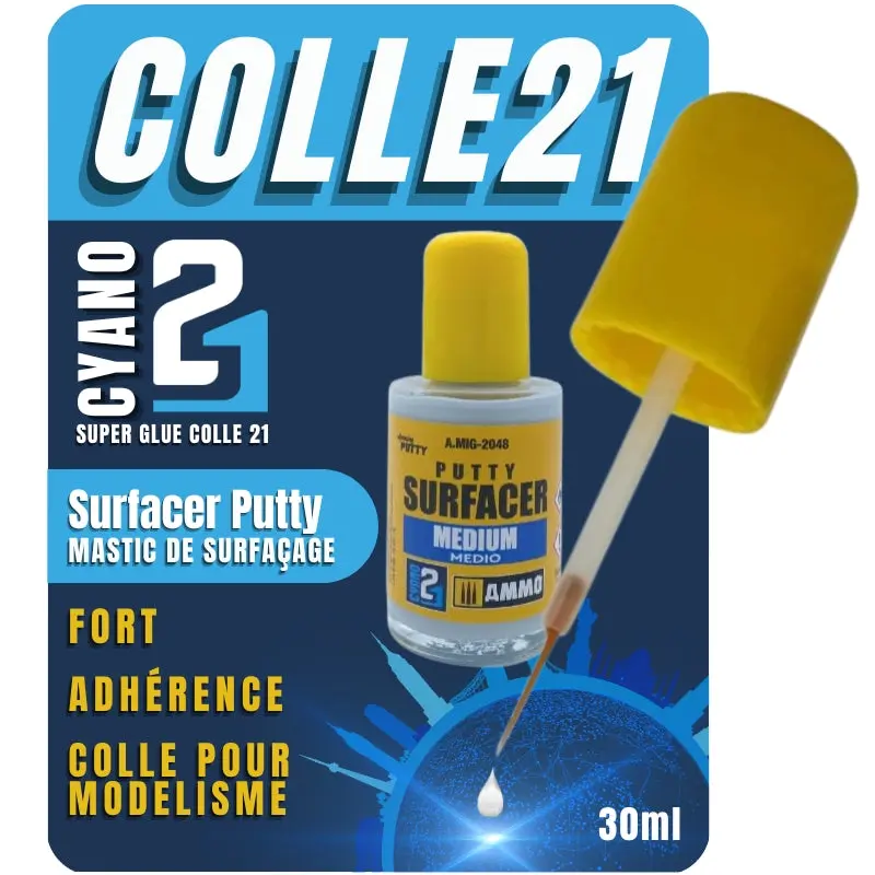 Surfacer Putty 30 ml by Glue Colle21/ Ammo Mig - Colle spéciale modélisme et maquettes, conçue pour obtenir des joints invisibles et une finition haute qualité sur plastique et résine. 🛠️✨
