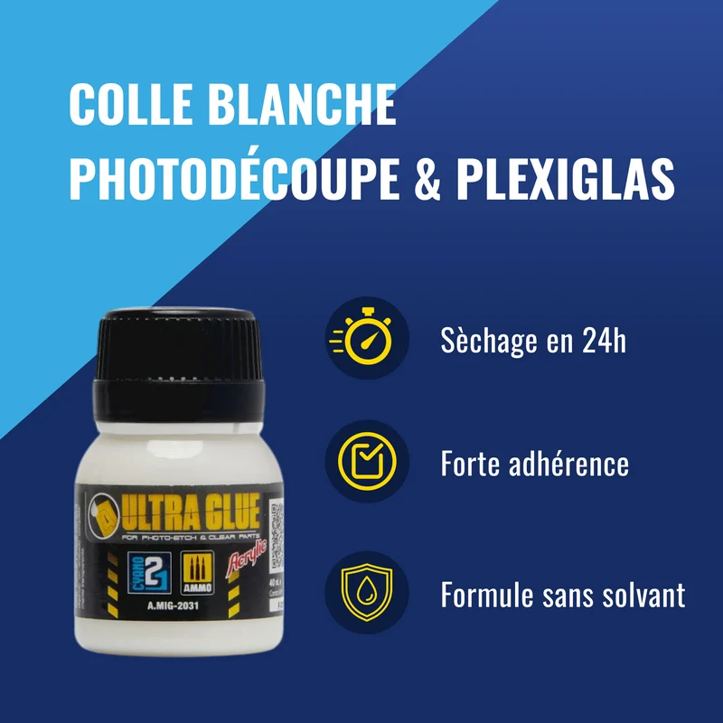 🧪 ULTRA GLUE Colle21, Colle Résine Colle21 & Ammo Mig – 40 ml. coller pièces photo-découpées, verrières transparentes, accessoires fragiles Produit pour bricolage & modélisme, pour des finitions parfaites ! ✨🔧