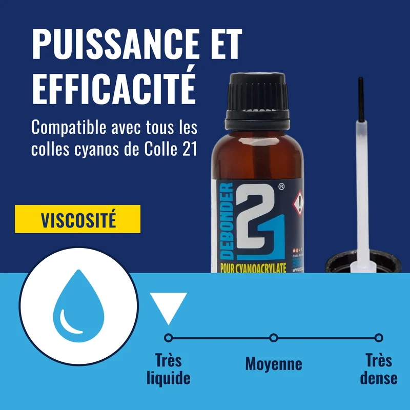 🚀 DEBONDER21 by Colle21 – Dissolvant pour Colle Cyanoacrylate | Enlève Facilement la Colle Cyanoacrylate pour des Finitions Impeccables