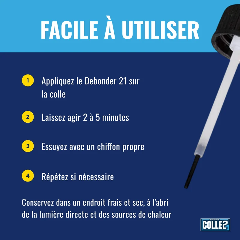 🚀 DEBONDER21 by Colle21 – Dissolvant pour Colle Cyanoacrylate | Enlève Facilement la Colle Cyanoacrylate pour des Finitions Impeccables