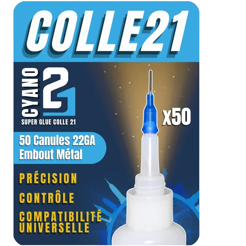 ✨ 50 Canules de Précision avec Embout Métal 22GA By Super Glue Cyano Colle21 –Canules professionnelle de précision pour le Bricolage & Modélisme ! ✨🔆