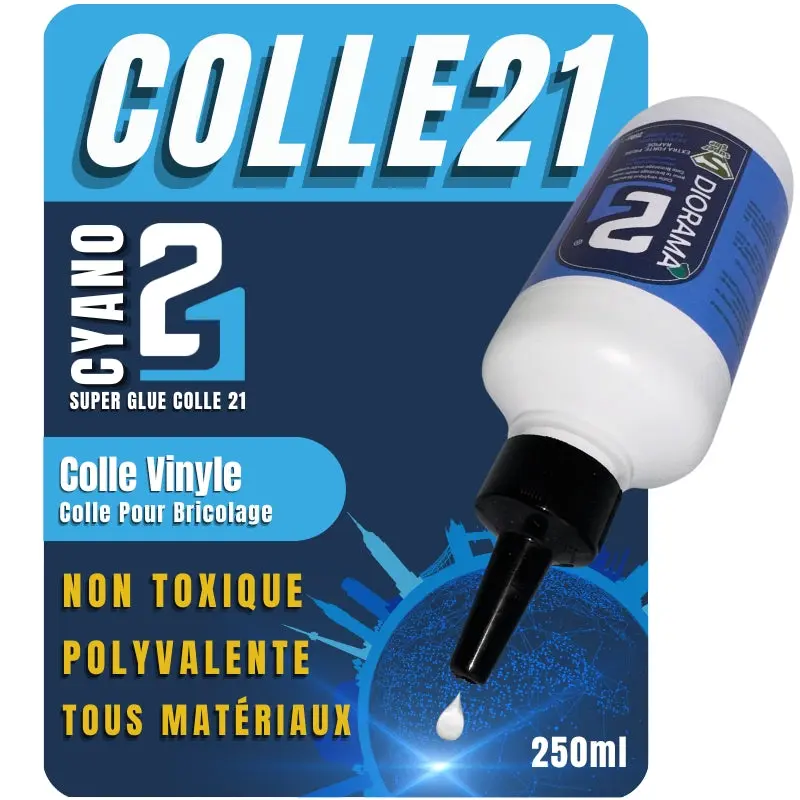 🧪 Colle Blanche Vinylique Super Glue Colle21 – 250 ml Colle professionnel pour vos décors, projets DIY dioramas et modélisme.🚀