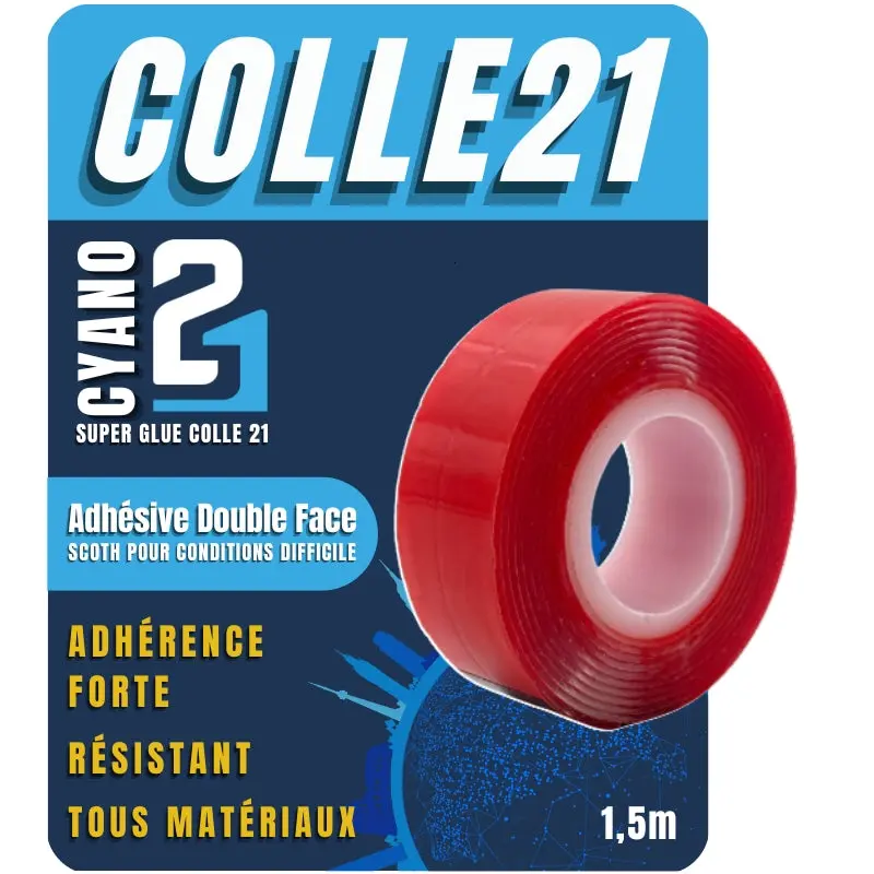 ✨🔧 Adesive Tape Scotch Bi-Adhésif Professionnel Glue Colle21 – Idéale pour le modélisme, le bricolage créatif et les réparations techniques exigeantes ! ✨🔆 – 1,5 m