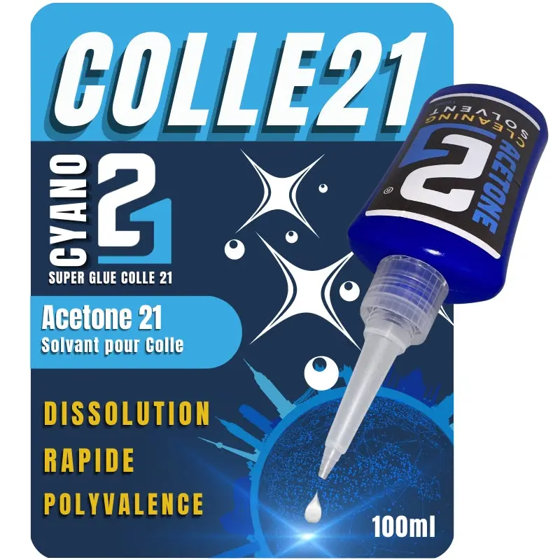 🚀 ACETONE professionnel by Colle21 - Solvant pour Colle Cyanoacrylate Colle21, solvant pour modélisme et bricolage