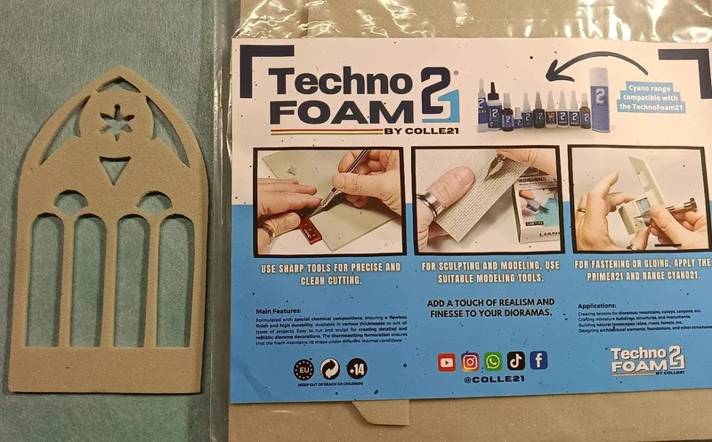 🧱 Technofoam 21 by Colle21 –Support décoratif en mousse rigide polyuréthane – Idéal pour projets créatifs, 30 x 21 cm, 9 mm d’épaisseur