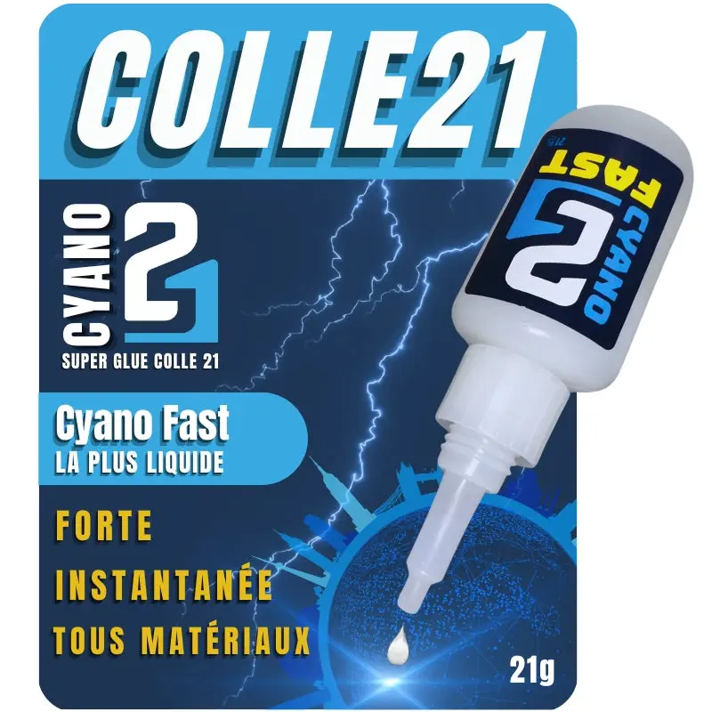 🚀 Colle21 FAST 21g | Super Glue Ultra-Liquide à Séchage Express – Colle Extra-Forte Multi-Usages Idéale pour le modélisme, le bricolage créatif et les réparations techniques exigeantes.🛠️