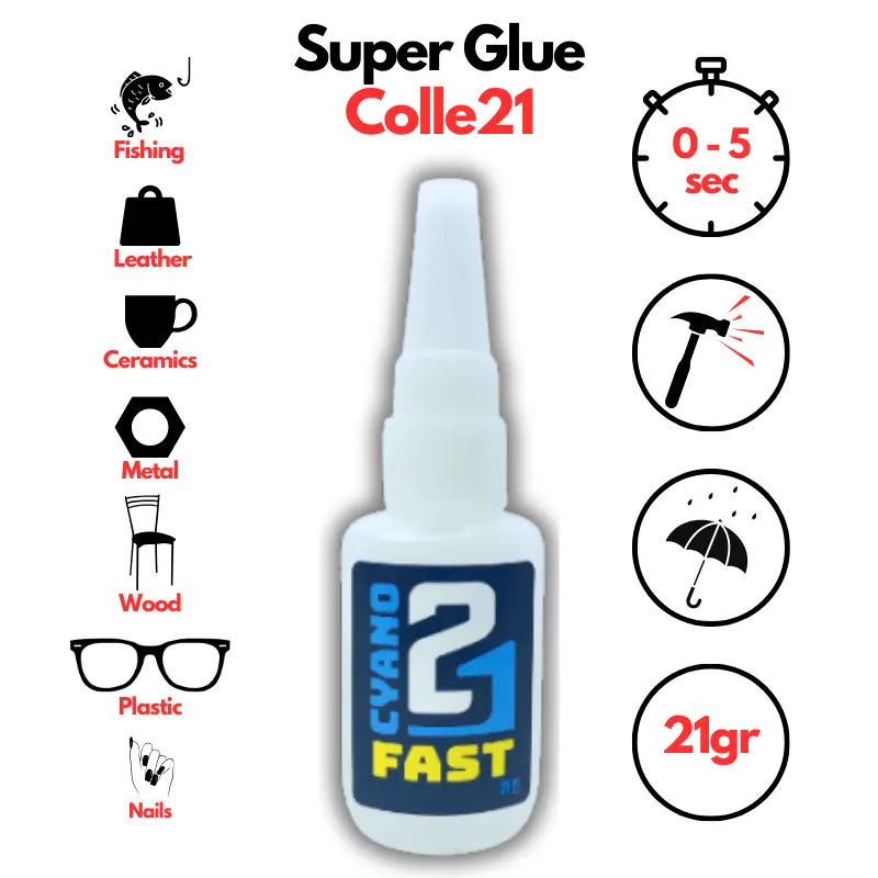 🚀 Colle21 FAST 21g | Super Glue Ultra-Liquide à Séchage Express – Colle Extra-Forte Multi-Usages Idéale pour le modélisme, le bricolage créatif et les réparations techniques exigeantes.🛠️