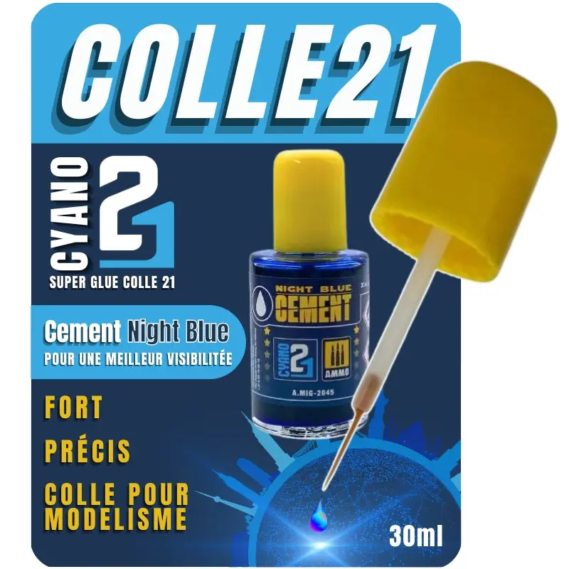 🧪 EXSTRA THIN CEMENT NIGHT BLUE by Colle21/AmmoMig – Colle Cement colorée spéciale modélisme et maquettes, conçue pour obtenir des joints invisibles et une finition haute qualité sur plastique et résine – 30 mL