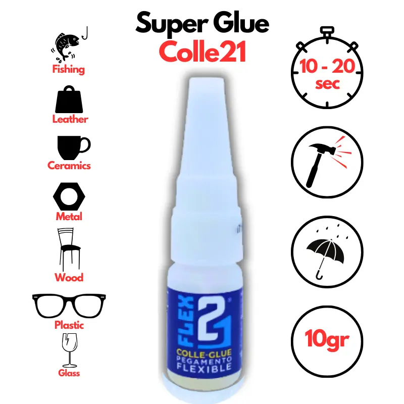 Super Glue Colle21 FLEX 21 - 10g | Colle Extra-Forte Multi-Usages Idéale pour le modélisme, le bricolage créatif et les réparations techniques exigeantes.🛠️