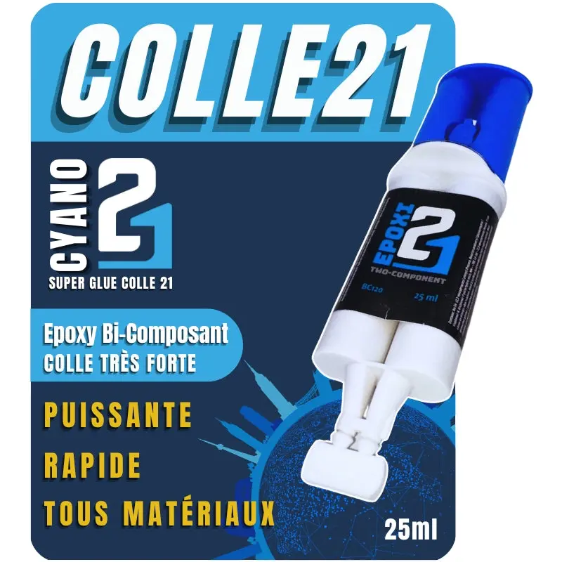 🧪 Colle Époxy Bi-Composant Colle21 – 25 ml | Colle Époxy Haute Performance pour Modélisme, Bricolage et Réparations Techniques 🚀