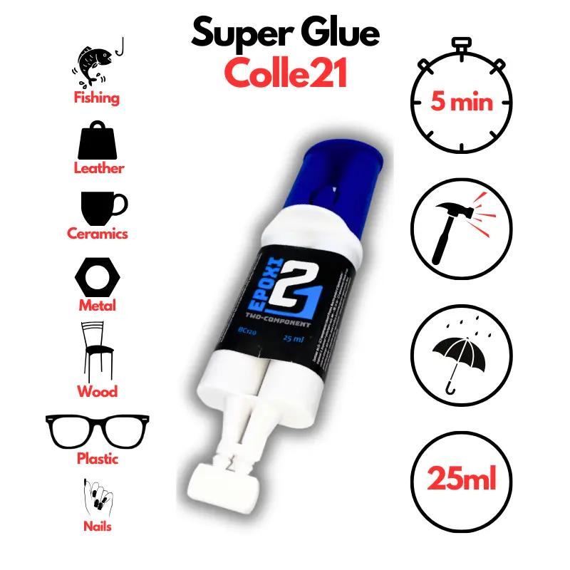 🧪 Colle Époxy Bi-Composant Colle21 – 25 ml | Colle Époxy Haute Performance pour Modélisme, Bricolage et Réparations Techniques 🚀