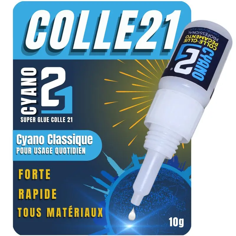 🚀 Superglue Cyano Colle21 10g | Colle Extra-Forte Ultra Fluide – Séchage Express – Réparations Précises & Multi-Matériaux – Format Compact & Haute Performance