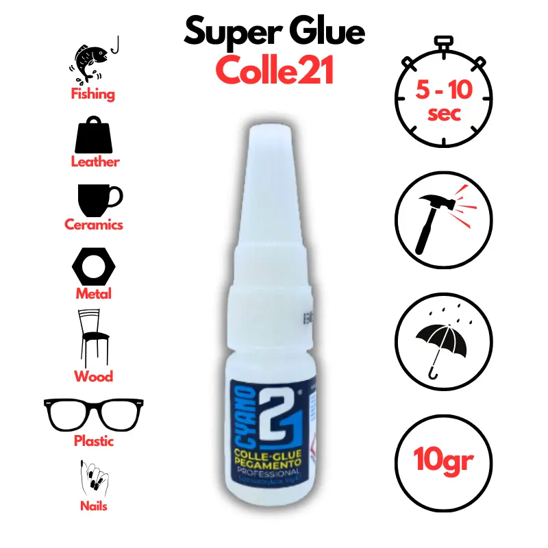 🚀 Superglue Cyano Colle21 10g | Colle Extra-Forte Ultra Fluide – Séchage Express – Réparations Précises & Multi-Matériaux – Format Compact & Haute Performance