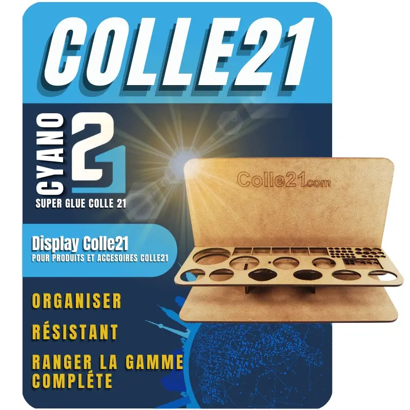 📦 Display Super Colle Colle21 : L'organisation d'un éventail complet de colles et d’accessoires en bricolage et modélisme 🛠️✨
