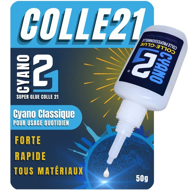🚀 Super Glue Cyano Colle21 50g | Colle cyanoacrylate extra-forte multi-supports Parfaite pour les travaux de modélisme de précision, le bricolage artistique et les réparations techniques à haute exigence. 🛠️